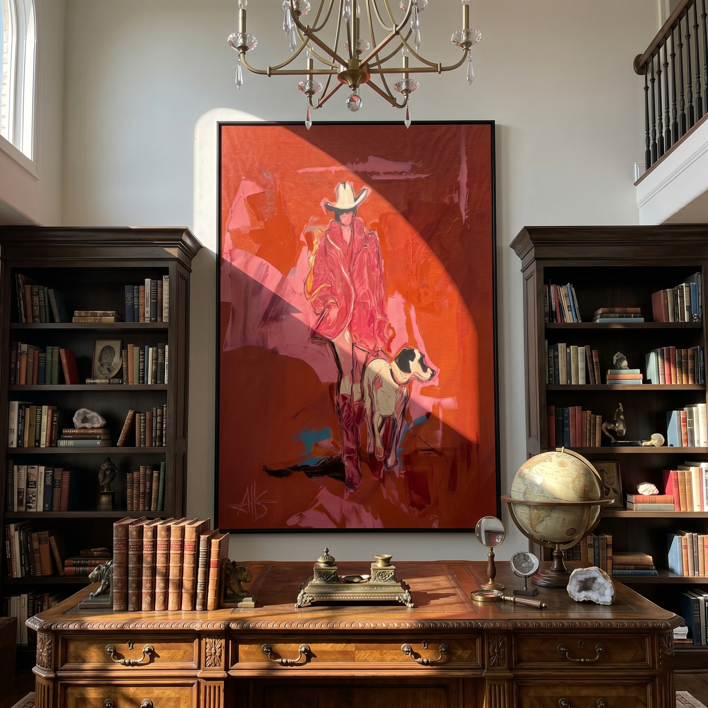 Red Road Keeps Faith — red and brown contemporary western western art, vertical hand-painted canvas art – view 4