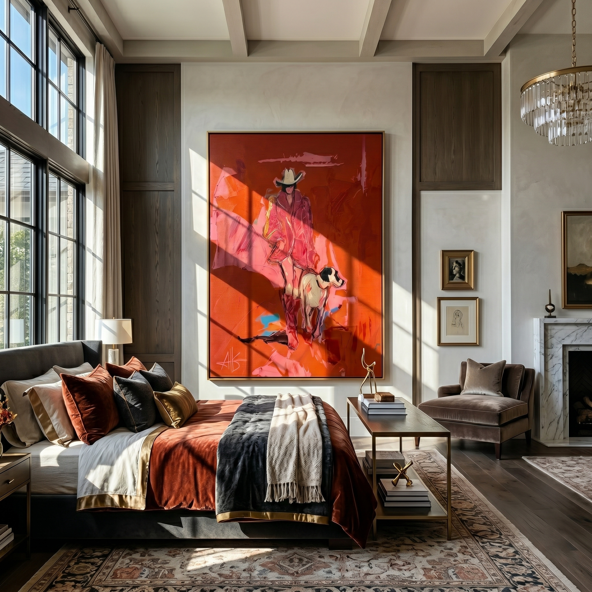 Red Road Keeps Faith — red and brown contemporary western western art, vertical hand-painted canvas art – view 6