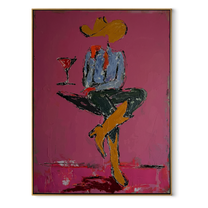 Crossed Legs Hold Evening - seated cowboy drink painting by Ethan Mercer, contemporary Western vertical wall art – wood frame on white background